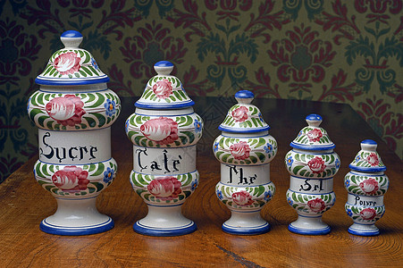 陶瓷桌面用于食品原料的土器罐子系列;背景