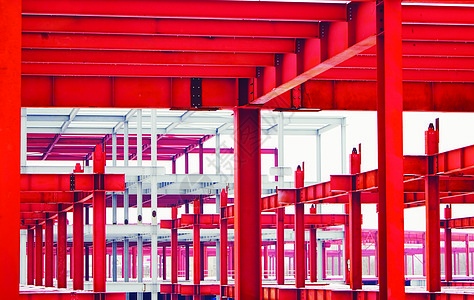 金属建筑晶石力量托梁螺栓摩天大楼频道水平成员红色单元图片