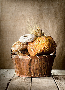篮子中的面包类图片