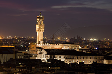 佛罗伦萨的夜景广场纪念碑文化艺术旅行游客首都城市圆顶地标图片