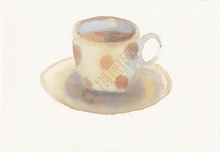 手绘杯子茶杯我亲手画的茶杯和碟子水彩咖啡飞碟杯子艺术绘画手绘背景