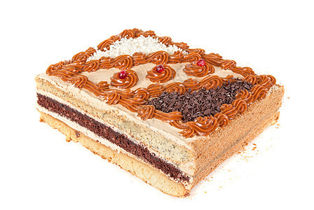 巧克力瑞士卷日志树叶奶油糖果蛋糕鞭打甜点食物糕点奶制品图片