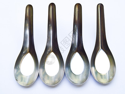 白背景上隔离的不锈调汤匙厨师晚餐餐具桌子工具勺子镜子烹饪金属叉子图片