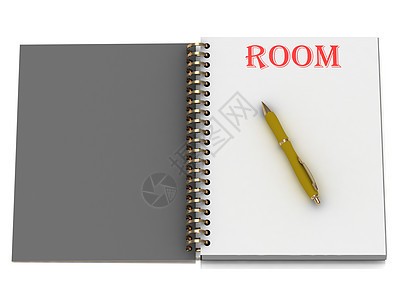 笔记本页上的ROOM字词图片
