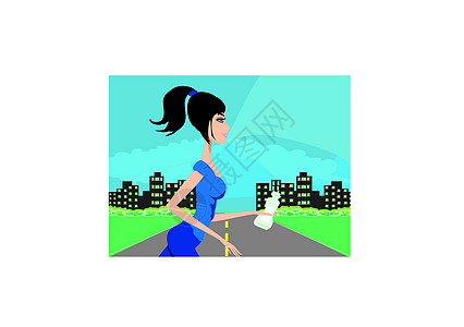 城里的慢跑女孩肌肉娱乐季节活力有氧运动音乐身体卡通片跑步福利图片
