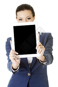 商业妇女显示平板电脑图片