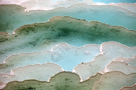 土耳其帕穆卡勒的特雷弗丁池和梯田青色旅游盆地碳酸盐假期瀑布石灰石岩石水池编队图片