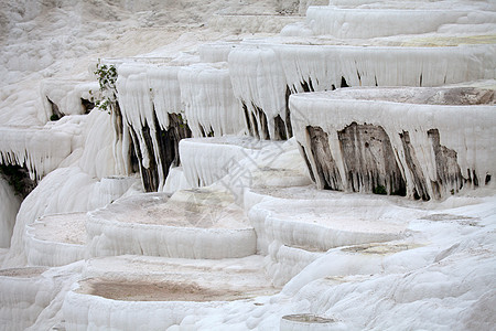 土耳其帕穆卡勒的特雷弗丁池和梯田矿物假期石灰华碳酸盐温泉青色火鸡地标岩石旅游图片