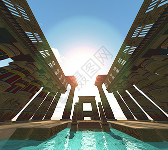 埃及寺庙铭文池塘水池方尖碑文字蓝天盆地太阳遗产纪念碑图片