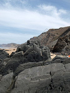 葡萄牙阿尔加夫附近海岸线悬崖场景海滩支撑海岸旅行岩石海洋图片