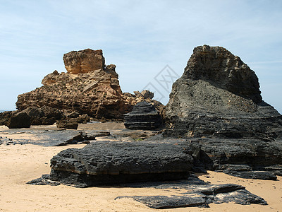 葡萄牙阿尔加夫附近悬崖旅行岩石海滩海岸支撑海岸线场景海洋图片