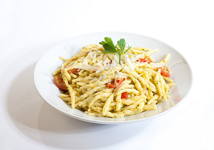 意大利意大利面食 Trofie饮食食谱午餐盘子食物宏观化合物美味美食松子图片