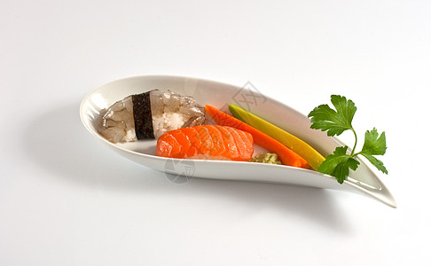 寿司 虾米托盘食物营养情调食欲异国流动饮食餐厅海藻图片