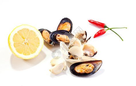 贝和蛤菜单褐藻食物动物美味橙子食谱饮食餐厅用餐图片