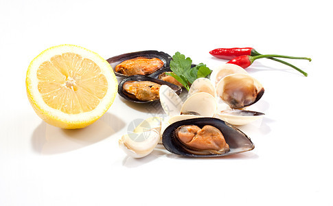 贝和蛤蛤蜊烹饪拼盘食物动物用餐食谱餐厅奢华美食图片