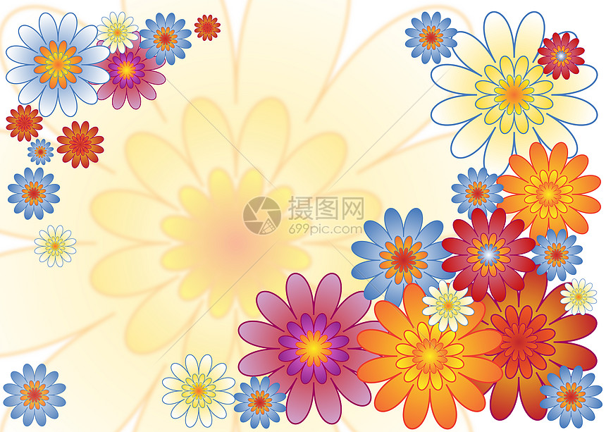 春花天空季节雏菊风格喜悦叶子植物学艺术蓝色装饰图片