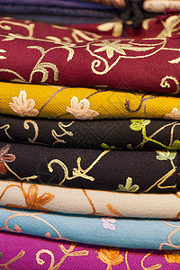 丝绸和棉花的土耳其彩色布料手帕织物缝纫市场衣服手工窗帘棉布条纹材料图片
