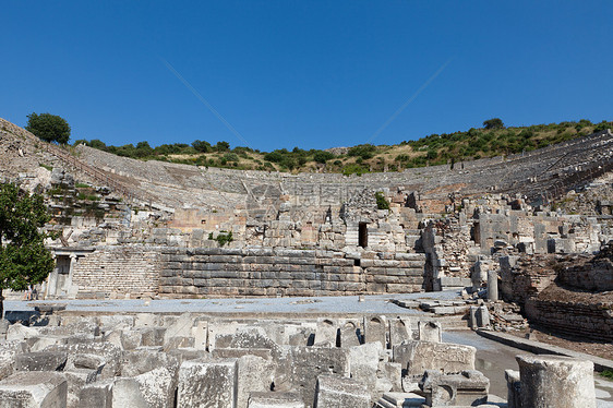 古代城市伊夫苏斯的希腊罗马两栖剧院建筑雕像皇帝纪念碑剧院石头画廊旅行游客旅游图片