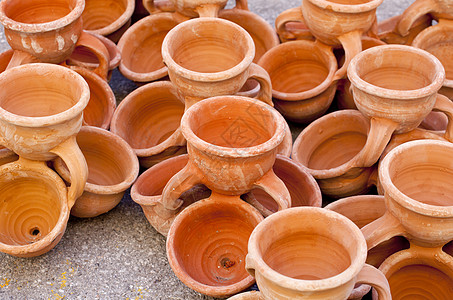 陶瓷桌面陶瓷罐和泥土罐博物馆艺术市场植物乡村商品古董石器陶器手工背景