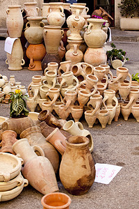 陶瓷罐和泥土罐乡村贸易植物艺术黏土园艺手工业双耳商品水桶图片