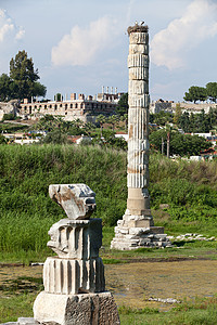 阿耳特弥弥斯寺 古代世界七奇迹之一历史性场景废墟假期天空女神寺庙考古学城市柱子图片