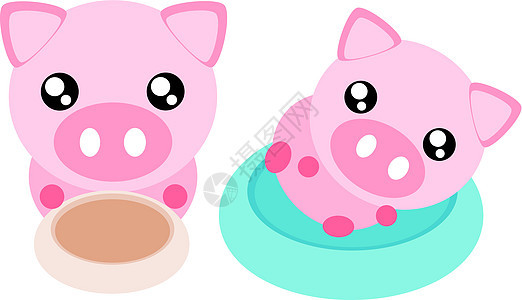 卡通猪皮插图哺乳动物白色粉色婴儿卡通片农场艺术背景图片