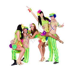 查乌舞者穿着乌鲁拉尼民族服装的舞蹈队灵活性乐趣体操服饰男性女孩姿势女性朋友们团体背景