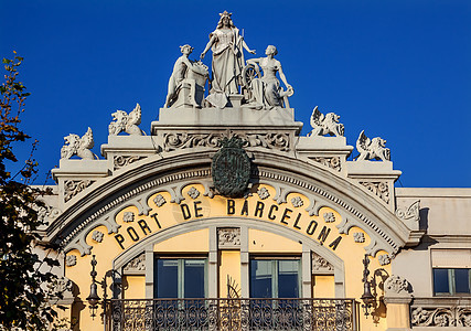 西班牙巴塞罗那港务局建筑图 西班牙巴塞罗那公园城市建筑学旅行雕像狮鹫海洋历史正方形纪念碑图片