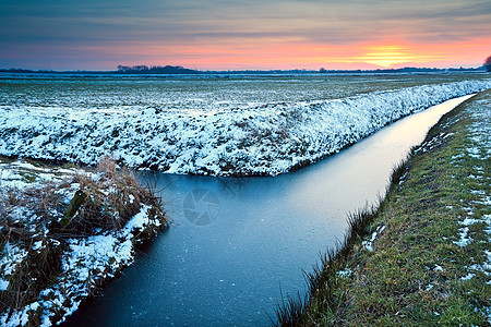 冬季草原的日落图片