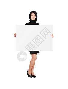 持有广告牌的妇女人士商务广告微笑快乐横幅女性成人卡片空白图片