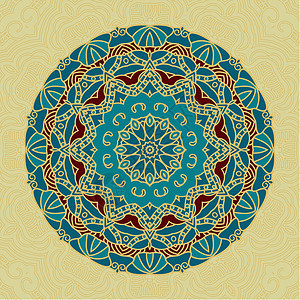 矢量轮装饰设计元件餐巾古董风格工艺文化插图绘画圆圈蓝色雪花图片