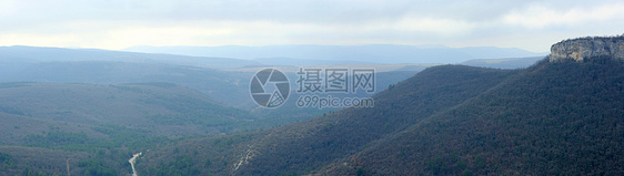 山洞城市MangupKale场景热带高原全景天空地平线风景岩石旅行蓝色图片