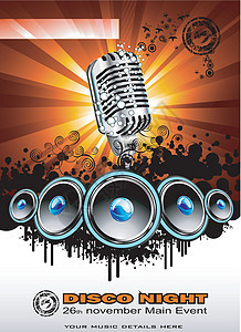 音乐和迪斯科背景娱乐海报数字低音舞蹈庆典艺术打碟机唱歌俱乐部图片