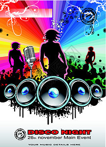 音乐活动背景节日女孩们派对星星夜店海报麦克风插图打碟机俱乐部图片