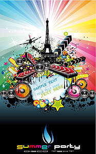 巴黎Disco事件背景星星乐趣插图卡片派对框架俱乐部迪厅舞蹈彩虹图片