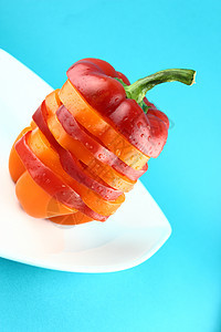 色彩多彩的甜甜胡椒片食物饮食卫生烹饪橙子保健营养胡椒辣椒美食图片