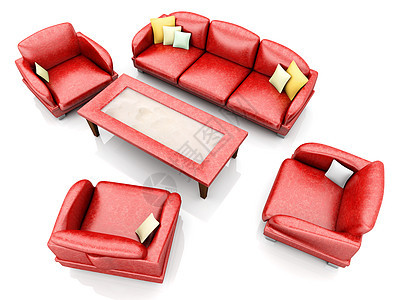 客厅家具桌子座位靠垫椅子休息室插图枕头皮革房间长椅图片