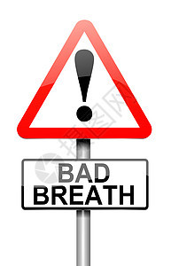糟糕的呼吸概念口臭牙科犯规白色舌头警告路标感染气味图片