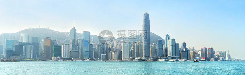 现代香港旅游地标太阳旅行港口反射玻璃阳光建筑物全景图片