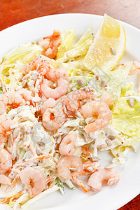 带沙拉虾的沙拉贝类海鲜菜单营养烹饪餐厅熟食午餐蔬菜食物图片
