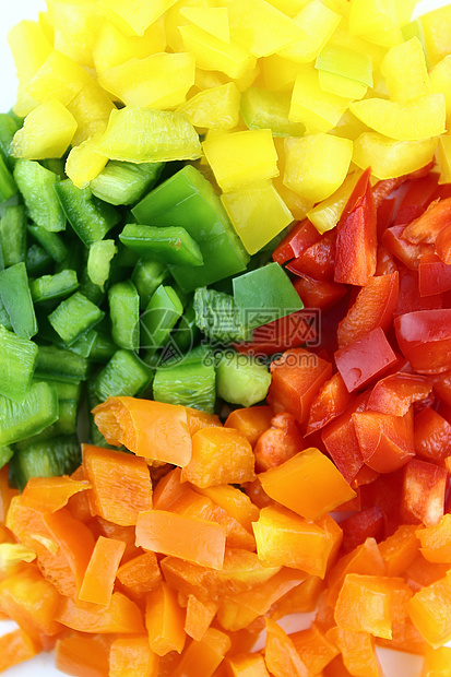 色彩多彩的甜甜胡椒片饮食营养胡椒食物卫生橙子美食蔬菜香料保健图片