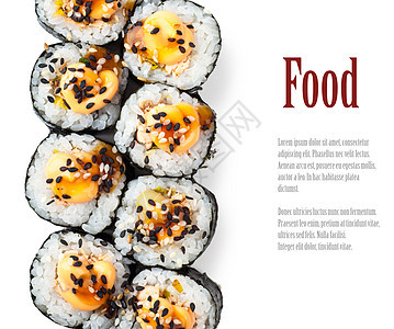 寿司团体海鲜午餐筷子黄瓜小吃休息宏观海苔圆圈图片