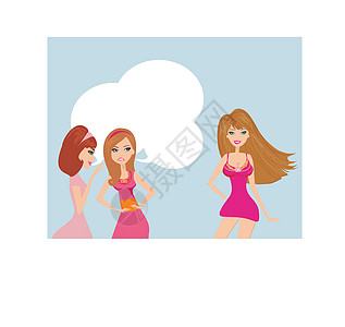 两个嫉妒女人的女人 闲谈朋友的事女性三个人团体友谊耳语悲伤秘密插图美丽黑发图片