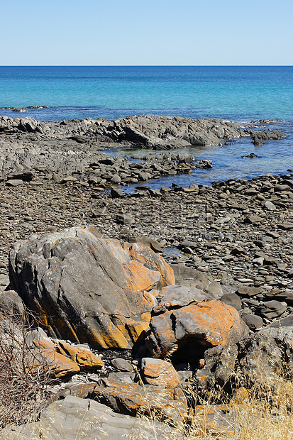 澳大利亚Kangaroo岛Penneshaw附近海岸线海滩海岸旅行岩石海洋假期图片