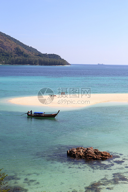 泰国利佩岛清水和蓝天空珊瑚晴天海景假期蓝色旅游尾巴海洋海岸悬崖图片