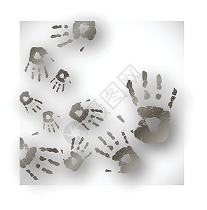 矢量手打印抽象颜色背景色团结社会指纹灰色绿色烙印贴纸民众拇指手印图片