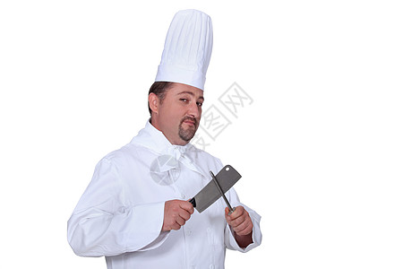 厨师磨刀工作女士遣散费微笑屠夫菜刀帽子工人职业刀刃图片