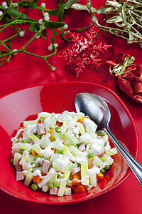 捷克传统圣诞马铃薯沙拉营养土豆蔬菜膳食美食菜肴食物盘子静物沙拉图片