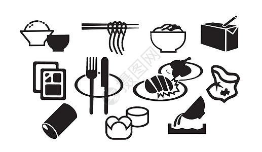 黑色和白色的食品图标图片