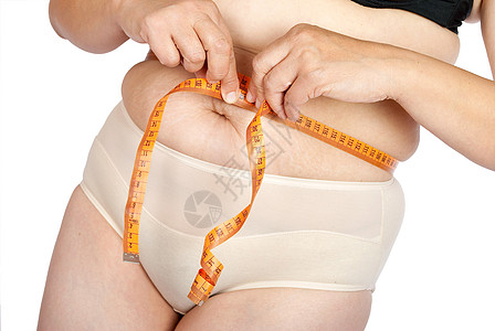 胖女人的胃部测量美女肥胖女性饮食女士厘米身体贪食症皮肤工作室图片
